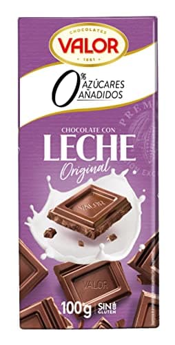 Valor - Chocolate con Leche sin Azúcar - Sin Gluten - 0% Azúcares añadidos. Tableta de Chocolate Negro Valor apto para Celiacos y Diabéticos - 100 Gramos