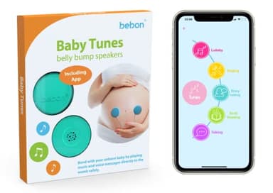 Baby-Bump Auriculares - Reproduce y comparte música, sonido y voces al vientre - Sistema de altavoces de alta calidad Baby Bump - Incluye bebon Tunes APP (iOS y Android), Verde azulado