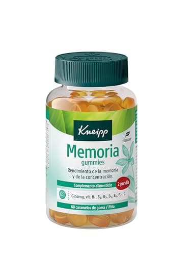 Kneipp Memoria Gummies; Con Ginseng y Vitaminas B1, B2, B3, B12, B6 y C; Ayuda al Rendimiento de la Memoria y la Concentración; 60 Gominolas