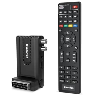Sintonizador TDT HD 2025, OWERSLYN Decodificador TDT DVB-T2 HDMI CEC Receptor DVB-T2 1080P H.265 HEVC 10 bit, Soporta Salida HDMI/SCART y USB Mediaplayer, Función PVR, Control Remoto IR 2 en 1 (M5)