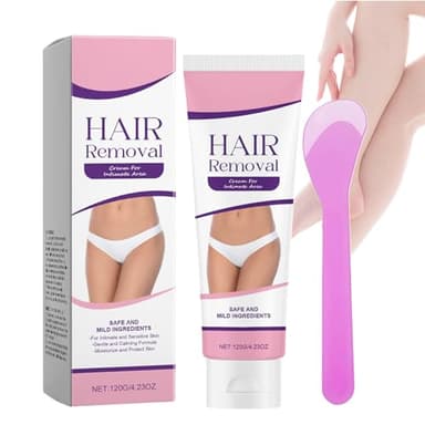 Dmuzsoih Depilación Para Zonas Íntimas | Bálsamo para la Piel 120 g con Raspador | Crema Depilatoria para Vello Púbico - para las Axilas los Brazos los Codos el Pecho y el Cuerpo