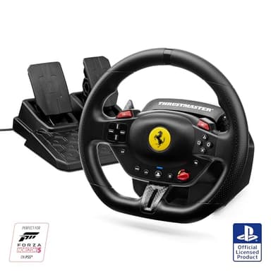 Thrustmaster T98 Ferrari 296 GTB Edition - Volante para PS5, PS4 y PC (Sistema Bungee Cord de Resistencia Lineal, Levas de Cambio Magnéticas, Incluye Pedales) Licencia Oficial Ferrari