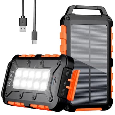 Cargador Solar para Moviles 26800mAh, Solar Power Bank PD15W 3.0A Carga Rápida Batería Externa Portátil con 2 USB-A Salida y 1 USB-C Entrada con Linterna LED para Teléfono Tabletas Cámping