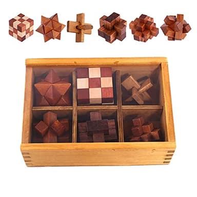 Holzsammlung 6 Piezas Rompecabezas de Madera, 3D IQ Juegos de Ingenio, Rompecabezas Madera Puzzle Bloqueo Juguetes Educativos Regalo para Niños Adultos Adolescentes, 4.5cm