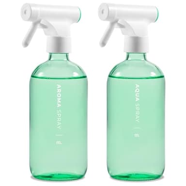 MaisoNovo Bote Spray Pulverizador Agua Peluqueria De Cristal - 500 ml Botella Spray Pulverizador De Agua Para La Limpieza, Peluquería Y Plantas - 2 x Recargable Botella Verde Con 16 Etiquetas