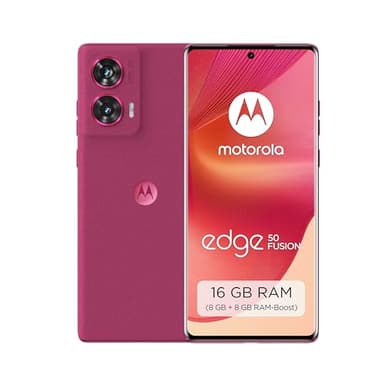 Motorola Moto Edge50 Fusion Smartphone (Pantalla FHD+ de 6,7" OLED, cámara de 50 MP, 8/256 GB, 5000 mAh, incluye cargador de 68W, Android 14) Rosa Caliente, incluye funda protectora + soporte para