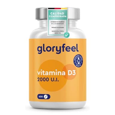Vitamina D3 2000UI - 400 Tabletas (+1 año) - Vitamina D Colecalciferol - Respalda Huesos, Dientes, Músculos y Sistema Inmunológico - Probado en laboratorio, sin aditivos