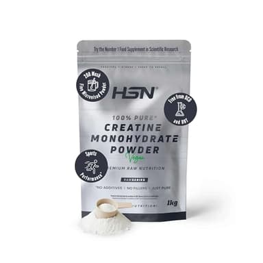 HSN Creatina Monohidrato en Polvo Sin Sabor | 1Kg | Creatina Micronizada (200mesh) Sin Añadidos y Libre de Contaminantes | Incluye Dosificador 10ml | No-GMO, Vegano, Sin Gluten