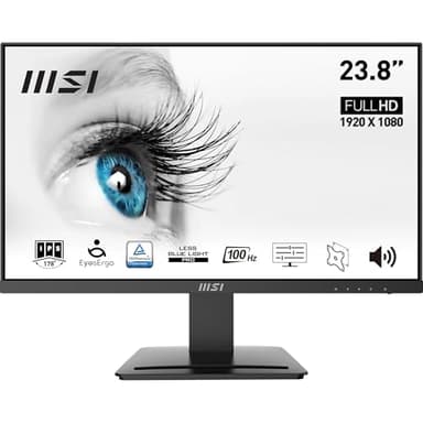 MSI Pro MP243X Monitor Profesional, de 23,8' FHD, 1920 x 1080, 100 Hz, IPS, Plano, Anti-Glare, 16:9, 300 nits, Negro