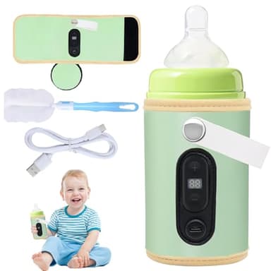 Calentador De Biberones Para Viajes, Calentador de Biberones USB con 6 temperaturas ajustables, Portátil Calienta Biberones, Temperatura ajustable Calienta Biberones, para El Hogar, Coche, Viajes