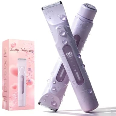 XkuiHF Máquina de Afeitar Eléctrica 2 en 1 para Mujer - Depiladora para Bikini, Cuerpo y Cara - Impermeable para Uso en Seco/Mojado - Cortapelos Corporal con Diseño Ergonómico (morado)