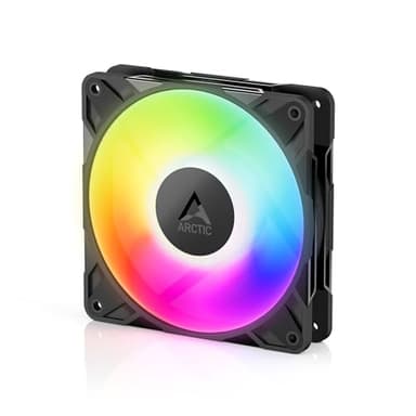 ARCTIC P12 Pro A-RGB - Potente Ventilador de Caja PC Premium, Case Fan PWM 120 mm, Divisor de cable en Y, 600–3000 rpm, 0 rpm <5% PWM, 5V Digital RGB, Rodamiento fluidodinámico, 4 Pines - Negro