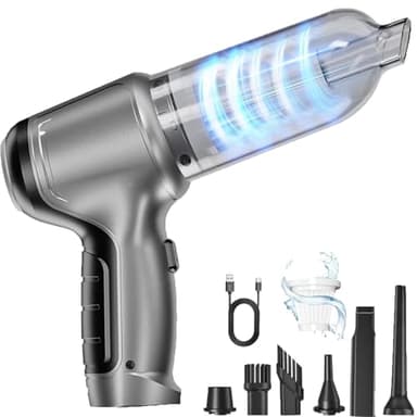 WYRIAZA Aspirador Coche, Aspirador de Mano Potente Sin Cable Portatil USB Aspirador de Mano Coche Pequeño Bateria Carro, Diseñada para Rincones Pequeños en Coches, PC, Teclados y Más