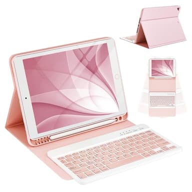 CC Store Teclado iPad 9 Generacion, Teclado Magnético Bluetooth con Ranura para Bolígrafo, Español Ñ Diseño QWERTY, para iPad 10.2" 9ª/8ª/7ª Gen, iPad Pro 10.5" 2017, iPad Air 3 2019, Rosa​