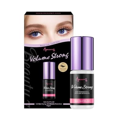 Pegamento para Extensión de Pestañas Pelo a Pelo Volumen Strong Adhesivo Color Negro 1-2 Segundos Secado Rápido 5ml