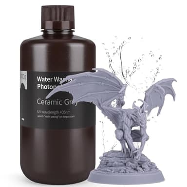 ELEGOO Resina Lavable con agua Mejorada 2.0, Resina Rápida para Impresora 3D Lavable con agua con Menor Contracción y Mayor Precisión para Impresora LCD/DLP/SLA/3D Gris 1000g