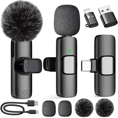 NXPZ Micrófono Solapa Inalámbrico, Minimicrófono Clip Plug-and-Play con Reducción Ruido, Compatible con iPhone, iPad, Android, Ideal para Grabación de Video, TikTok, Youtube, Transmisión en Vivo