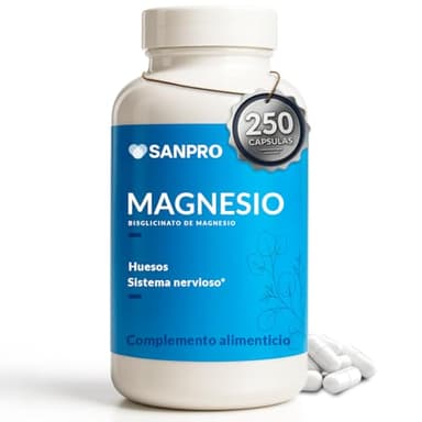 Magnesio Bisglicinato | 250 Caps Vegano | Vitaminas para el Cansancio | Mejora Sueño, Sistema Nervioso, Calambres Musculares y Huesos | Suplemento Vitaminico | Sin Gluten | Fabricado en UE