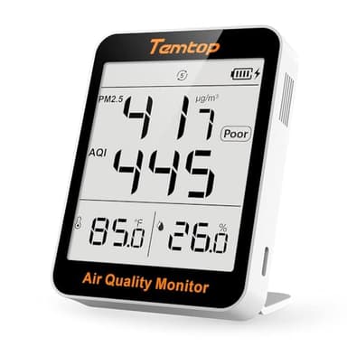 Temtop Monitor de calidad del aire PM2.5 Monitor AQI Medidor de temperatura y humedad para oficina casa o escuela