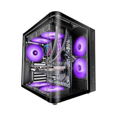 Mars Gaming MC-CURV, Caja Gaming ATX, Triple Cristal Templado Curvado Continuo Frontal y Lateral, Estructura Doble Cámara, Semitorre PC Compacta con Amplia Capacidad Interna, USB-C y USB 3.0, Negro