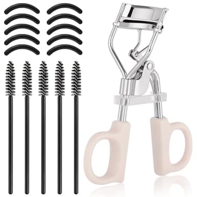 BUTBU Rizador de Pestañas, Rizador de pestañas profesional para mujer, para Levantar y Rizar Suavemente las Pestañas, con 10 Almohadillas de Repuesto Silicona y 5 cepillo, Rosa