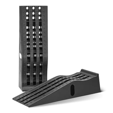 Amazon Basics Rampas Carga Coches Plástico Resistente, Capacidad de Carga 2948kg por Par (1474kg Cada Una), Base Goma Antideslizante, Superficie Texturizada, Set de 2, Negro