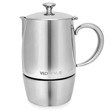 VeoHome Cafetera espresso para estufa, olla moca de inducción de acero inoxidable (300 ml)
