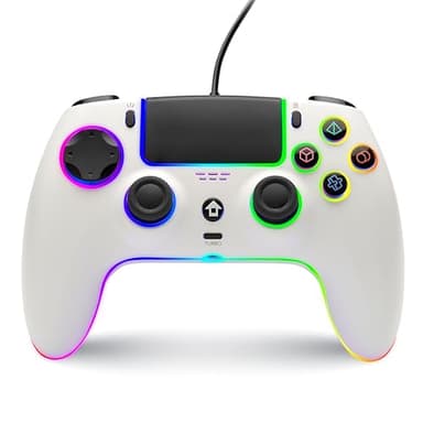 NITHO Mando con Cable Compatible con PS5/PC/MAC/Android/Steam Deck, Gamepad con Efecto Hall, Paletas Programables, Turbo, Giroscopio de 6 Ejes, Vibración Dual, Iluminación RGB & Jack de Audio