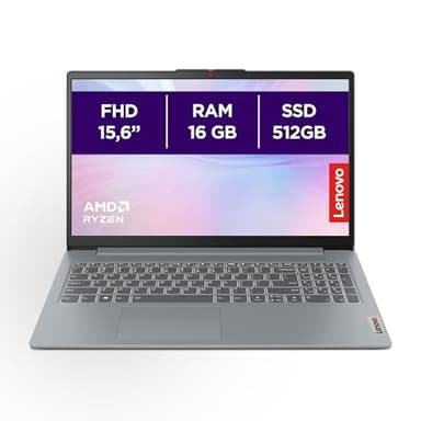 Lenovo IdeaPad Slim 3 Gen 8 – Ordenador Portátil 15.6" FHD AMD Ryzen 5 5625U, 16 GB RAM, 512 GB SSD, Gráficos AMD Radeon Integrados, Wi-Fi 6, Sin Sistema Operativo Teclado QWERTY Español - Gris