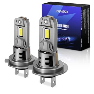 KOYOSO Bombilla H7 LED 55W: Lámpara de 20000LM para Faros de Coche y Moto - Mini LED H7 Tamaño Halógeno 1:1 - Kit de Luces de 12V para Luces Largas y Cortas - 6500K Blanco