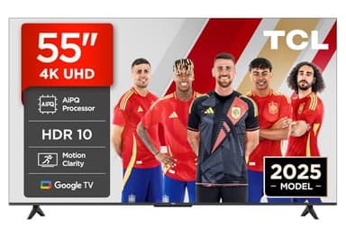 TCL 55V6C 55" Direct LED Smart TV, 4K HDR, Powered by Google TV (Dolby Audio, Motion Clarity, Compatible with Google Assistant & Alexa) [Clase de eficiencia energética E]