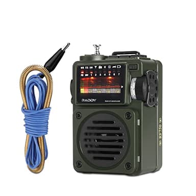 Raddy RF750 Radio Portátil de Onda Corta Pequeña Radio Am/FM/SW Radio Digital Retro Recargable Funciona con Batería con Tarjeta TF Bluetooth Reproductor de Música 6 Modos EQ Antena Externa