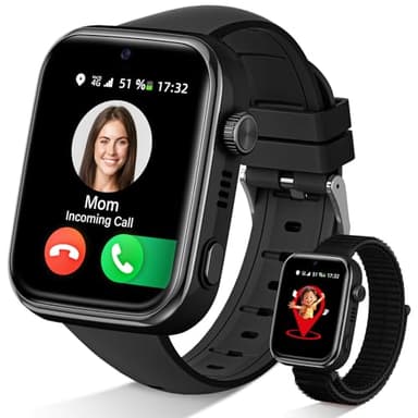 Oliimptek 2026 Nuevo Reloj Inteligente Niño, Smartwatch Niños con Llamadas y GPS, Videollamadas/Chat de Voz/Whatsapp/WiFi/SMS/SOS/Modo Escuela/Dormir/Despertador, Reloj Niño y Niñas Negro 4-14 Año