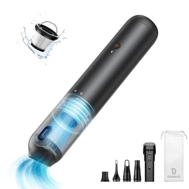Baseus A3 Lite Aspiradora de Mano, 12KPA Aspiradora de Coche Inalámbrica con 6000mah Batería Recargable, Diseño 4 en 1, Mini Aspiradora Ultraligera y Silenciosa para Hogar, Coche y Mascotas
