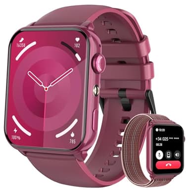 Reloj Inteligente Mujer, 1.91" Smartwatch Mujer con Linterna y Llamadas Bluetooth, Smart Watch con 2 Correas, Notificación, Podómetro, Pulsómetro, Diseño Fino, IP68 Pulsera Actividad para Android iOS