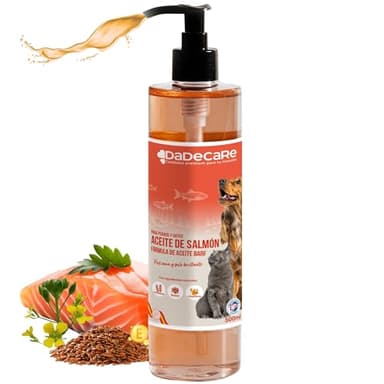 Aceite de Salmon Perros y Gatos 500ML - Omega 3-6-9, Vitamina E - Camelina y Linaza, Aceite Salmon Perros - Refuerza Sistema Inmune, Pelaje Fuerte, Articulaciones - Ingredientes Naturales, Dietas Barf