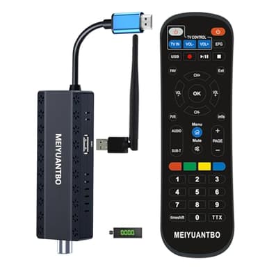 Decodificador TDT HD 2025, Decodificador DVB-T2, HD1080P H.265 HEVC Principal 10-bit con USB WiFi MT-7601 Stick, Soporta HDMI/USB WiFi/DLNA/PVR/Multimedia [con Mando TV 2 en 1]