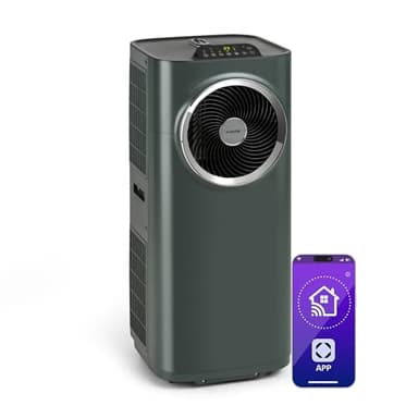 Klarstein Kraftwerk Smart 10K Aire Acondicionado Portátil - 10,000 BTU, 29-49 m², Control App & Alexa, Ventilador & Deshumidificador, Silencioso 50 dB, Temporizador, Ruedas, Kit Ventana, Antracita