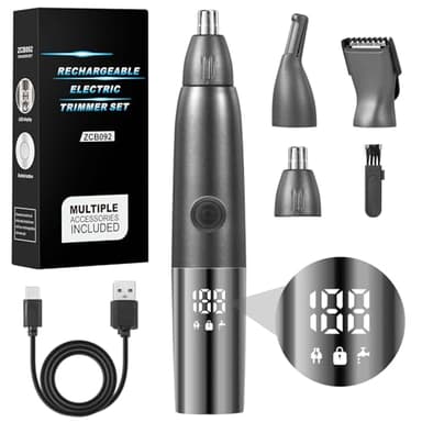 Brencco Cortapelos Nariz, 4 en 1 Corta Pelos Nariz y Orejas Hombre Mujeres Profesional, IPX7 Cortapelos Oreja Quita Pelos para Barba Ceja y Vello Facial