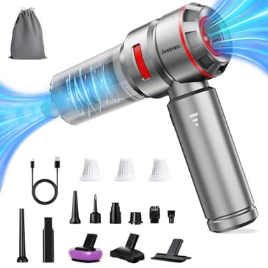 Aspiradora de Mano Aspirador Coche Potente: 16000PA Escoba de Aspiradora Sin Cable - 6000mAh USB Recargable Mini Aspiradoras con 3 Filtro - Inalámbrica Aspiradores Portatil para Pelo Mascotas Casa