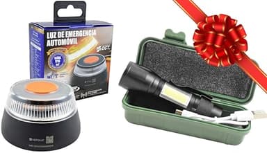 Hepoluz Luz de Emergencia V16 DGT geolocalizada Homologada + Linterna Recargable de Regalo