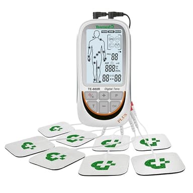 TESMED TE-880R Plus Electroestimulador Muscular Recargable, EMS, TENS, Masaje - 73 programas incluidos 2 personalizables - Funciona con 8 electrodos