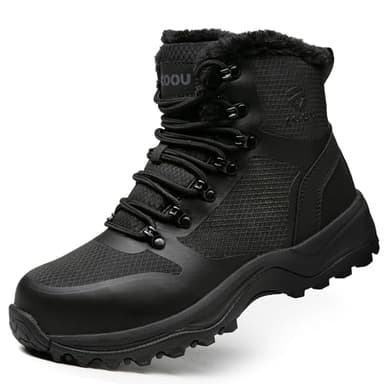 KOIFISH Botas de Seguridad para Hombre Mujer Invierno Comodas Antideslizantes Zapatos de Seguridad con Punta de Acero Zapatillas de Trabajo Ligeras C28JR/Negro45