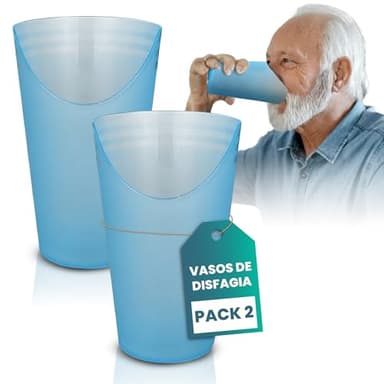 Zycana Vaso Disfagia Con Hueco Para Nariz - Escotado Anti Atragantamiento Ortopédico Para Discapacitados - 2 Unidades (Polipropileno)