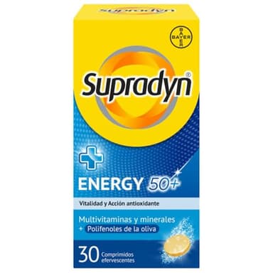 Supradyn Multivitaminico Energy 50+, 30 comprimidos efervescentes. Complemento Vitaminico completo para hombres y mujeres mayores de 50 años, contiene Vitamina C, Vitamina B y B12