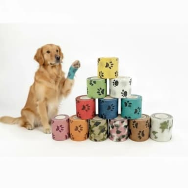 Kievano 12 Rollos Vendas Autoadhesivas 5cm x 4,5m, Venda Cohesiva y Vendaje Autoadhesivo Elástico para Perros, Gatos y Caballos, Color Venda Elastica Adhesiva