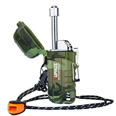 SUPRUS Mechero impermeable a prueba de viento Arc Plasma Mechero USB-C recargable con cuello extensible y flexible para exteriores, camping cocina