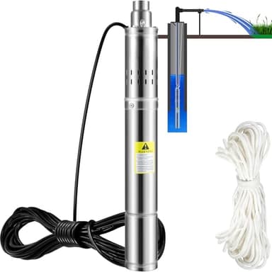 VEVOR Bomba de Agua Sumergible para Pozo Profundo, Motor de 550 W, 230 V 50 Hz Flujo Máximo de 35 L/min, para Tierras de Cultivo Fábricas Minas