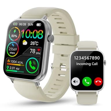 OTOZABU Reloj Inteligente Hombre con Bluetooth Llamada y Recibir Whatsapp, 1,85" Smartwatch Mujer con 113+ Modos Deportes, Monitor de Ritmo Cardíaco y Sueño Pulsera Actividad, Impermeable IP68, Blanco