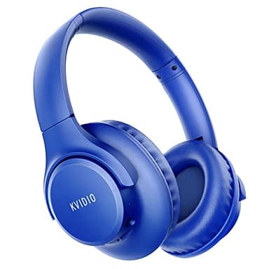 KVIDIO Auriculares Supraaurales Inalámbricos, 65 Horas de Reproducción Auriculares Bluetooth, Cascos Ligeros Plegables con Micrófono, Graves Profundos (Azul)